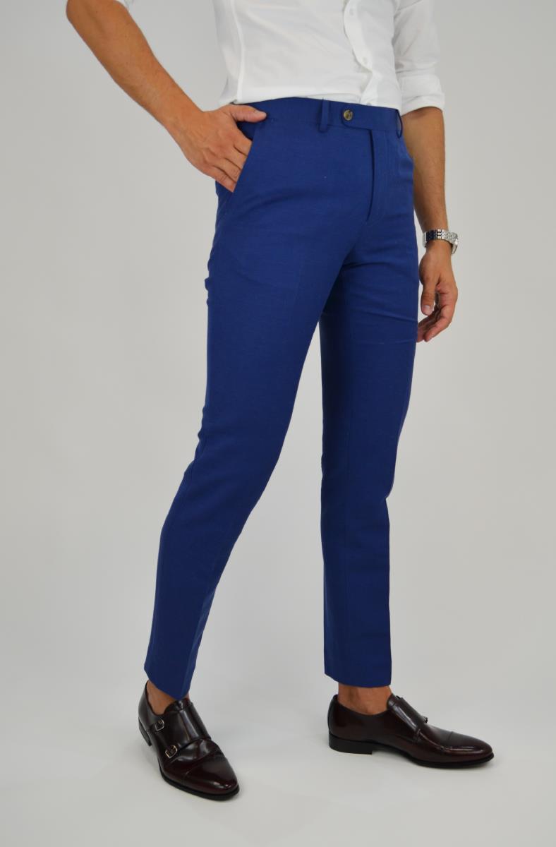 PANTALÓN LINO AZUL