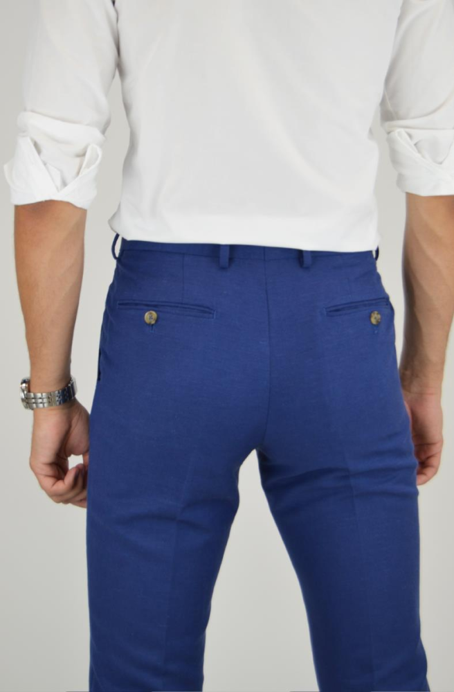 PANTALÓN LINO AZUL